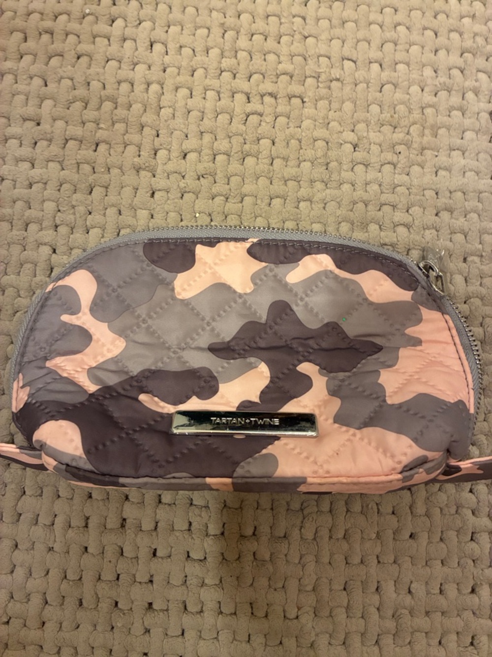 Pink Camouflage Quilted Cosmetic Pouch